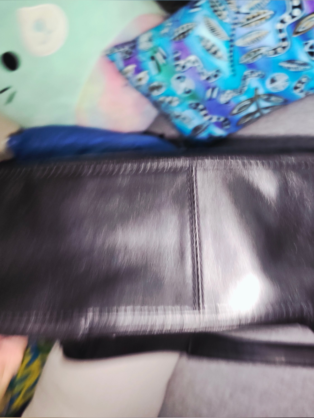 ♠️kate spade Black Leather Shoulder Bag with Multicolor Printed Scarf EUC - Picture 9 of 9